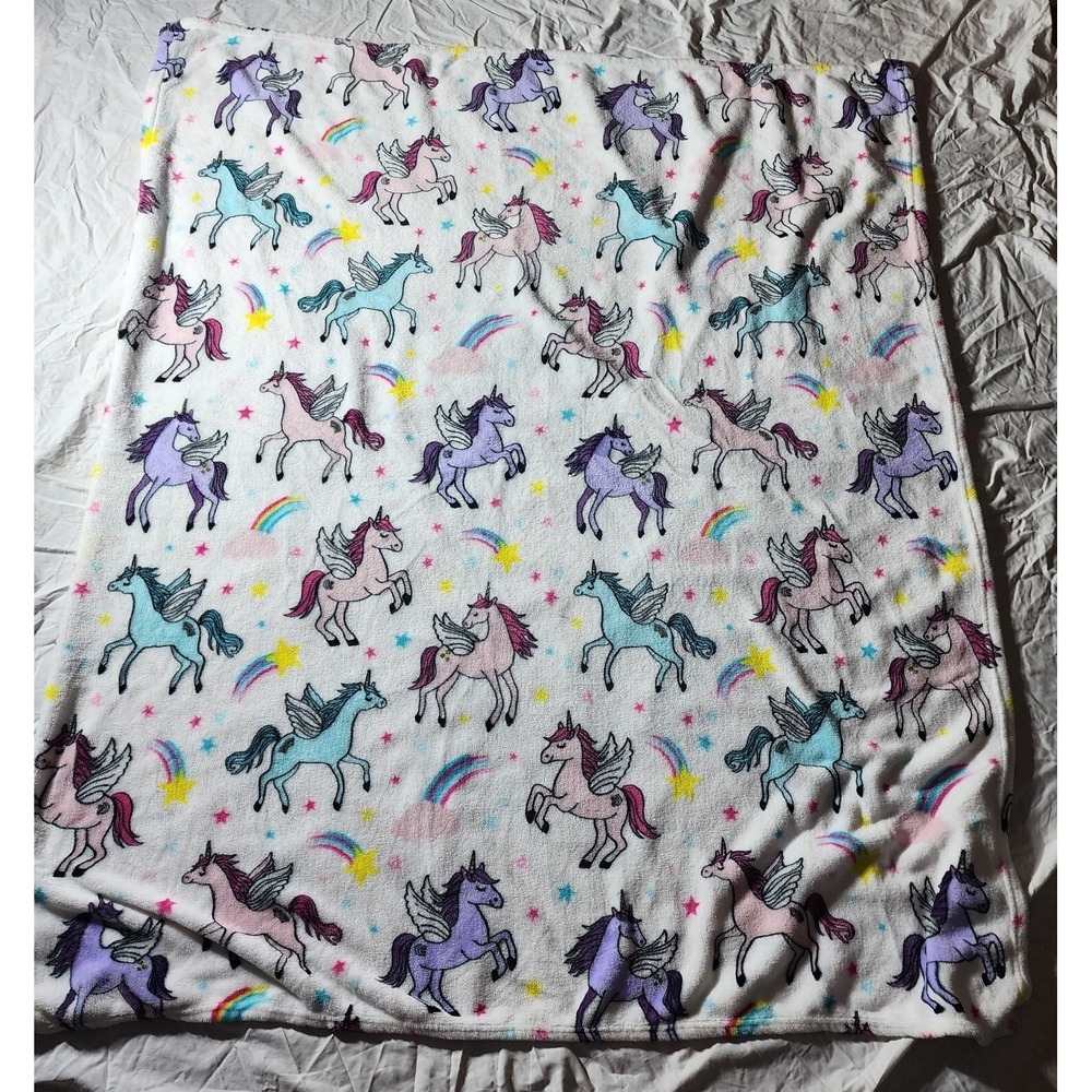 RT Designers Collection Unicorn Rainbow Stars Multicolor Throw Blanket 50"x60"